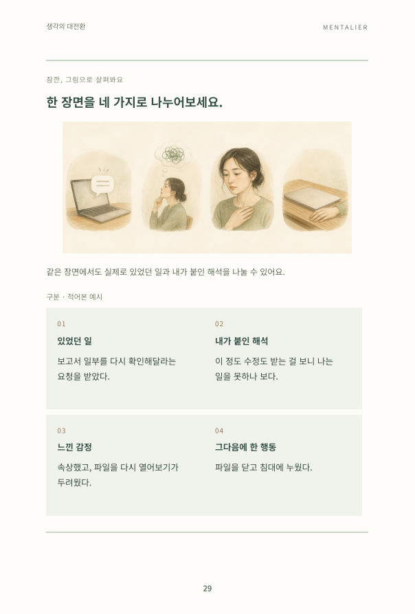 멘탈리에 자료와 장면